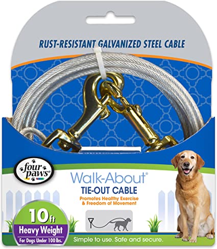 Four Paws Heavy Weight Dog Tie Out Cable Silver