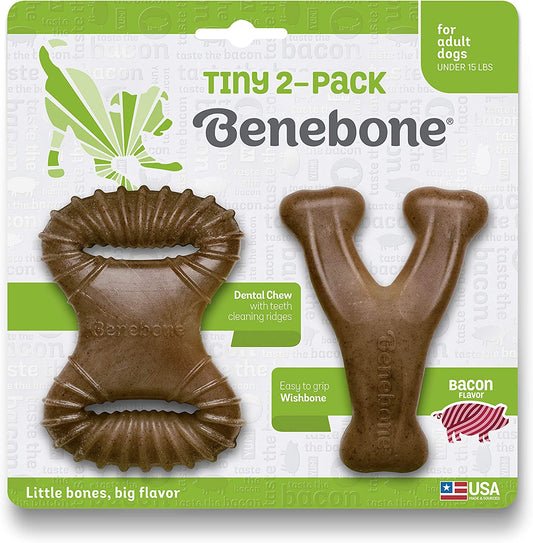 Benebone Tiny 2-Pack Bacon Dental Chew/Wishbone - BlackPaw