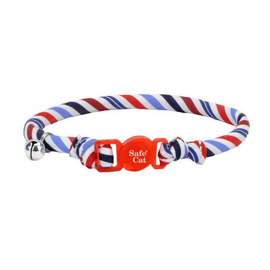 Coastal Safe Cat 8-12” Collar Red, White, & Blue Stripe - BlackPaw - For Every Adventure