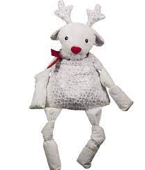 HuggleHounds White Reindeer with Red Scarf Mini - BlackPaw