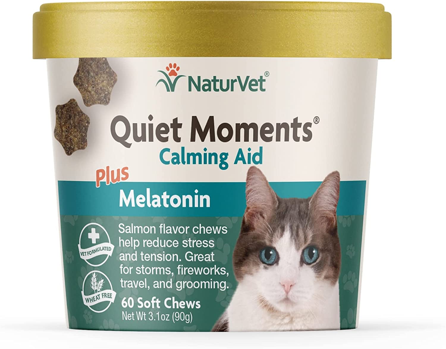 NaturVet Cat Quiet Moments Calming Aid Melatonin 60ct - BlackPaw
