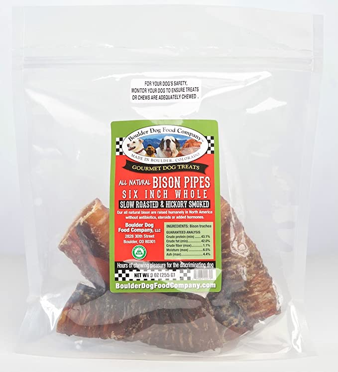 Boulder Dog Food Company Bison Pipes 6” Whole 9oz