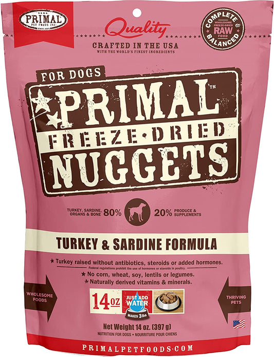 Primal Dog Freeze-Dried Nuggets 14oz Turkey & Sardine - BlackPaw
