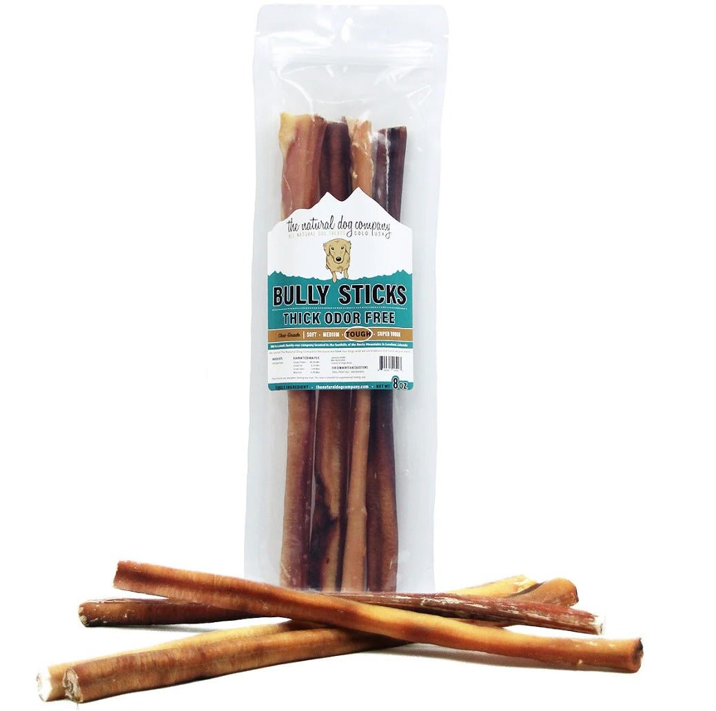 The Natural Dog Company 12” Thick Odorless Bully Stick - BlackPaw - For Every Adventure