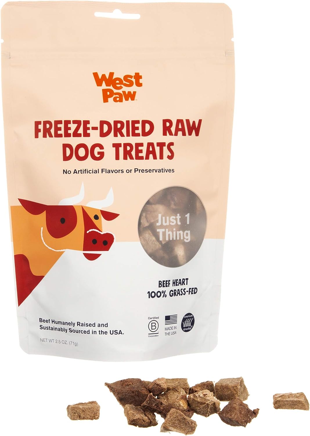 West Paw Freeze-Dried Raw Dog Treats Beef Heart 2.5oz - BlackPaw